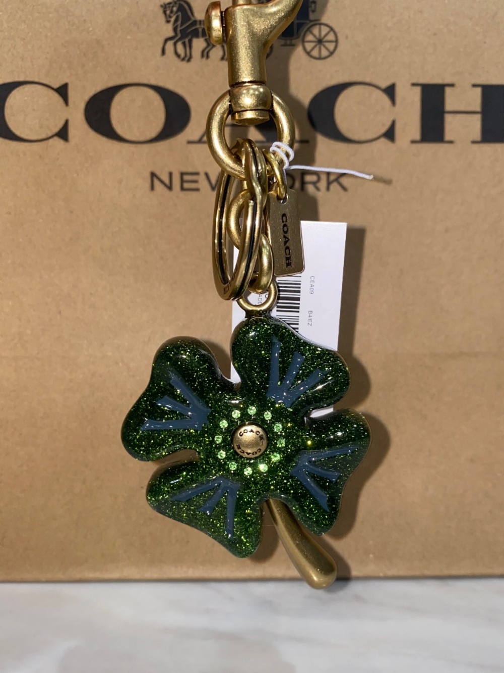 Coach Four Leaf Clover Bag Charm NWT